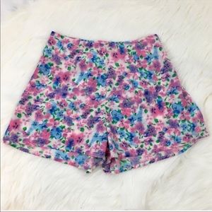 Missguided Pink Floral High Waisted Shorts
